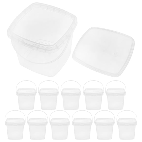 KONTONTY Transparent PP Ice Cream Container with Lid for Freezer Storage 12pcs Reusable Fits Small Spaces