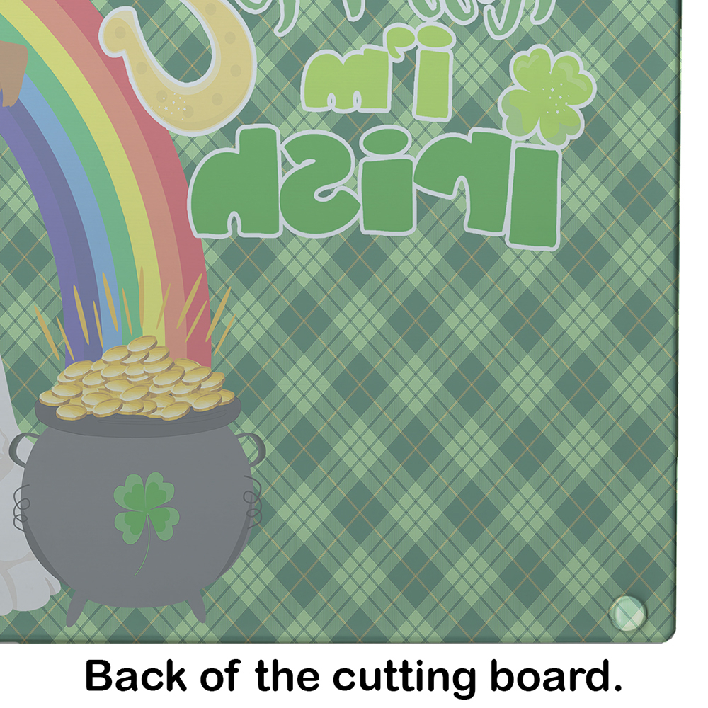 Brown White Wirehair Jack Russell Terrier St. Patrick's Day Glass Cutting Board Large 12 in x 15 in