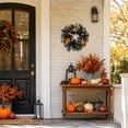 thumbnail image 6 of 12 Inch Black Eucalyptus Halloween Wreath, Artificial Floral Door Wreath with Pumpkin Cutouts for Front Porch Indoor Door Halloween Party Gothic Home Decor, 6 of 7