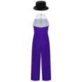 thumbnail image 2 of TiaoBug Kids Girls Magician Outfit Sleeveless Bowtie Tuxedo Leotard Jazz Dance Jumpsuit with Hat Purple 16, 2 of 5