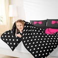 thumbnail image 3 of Erosebridal Kids Girls Cartoon Pink Bowknot Twin Comforter Sets 3-Piece,Teens Vintage Polka Dots Bedding Set,Black Reversible,Super Cozy Room Decor, 3 of 6