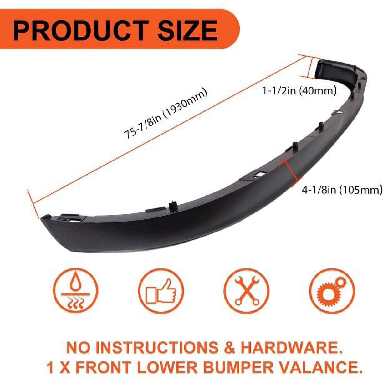 Kojem Front Bumper Air Deflector Dam Lower Lip for 2002-2008 Dodge Ram 1500 2003-2009 Ram 2500 3500 Pickup Truck Replaces CH1090125 55077337AB 55077337AD