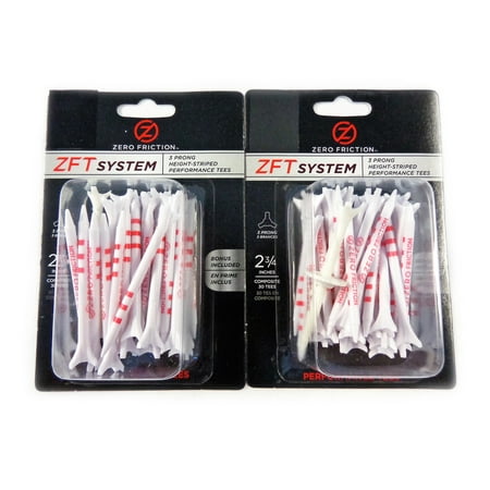 Zero Friction Golf Tee - NEW Zero Friction ZFT System 2 3/4 White/Red 3-Prong 30 Tee Two Pack (60 tees)