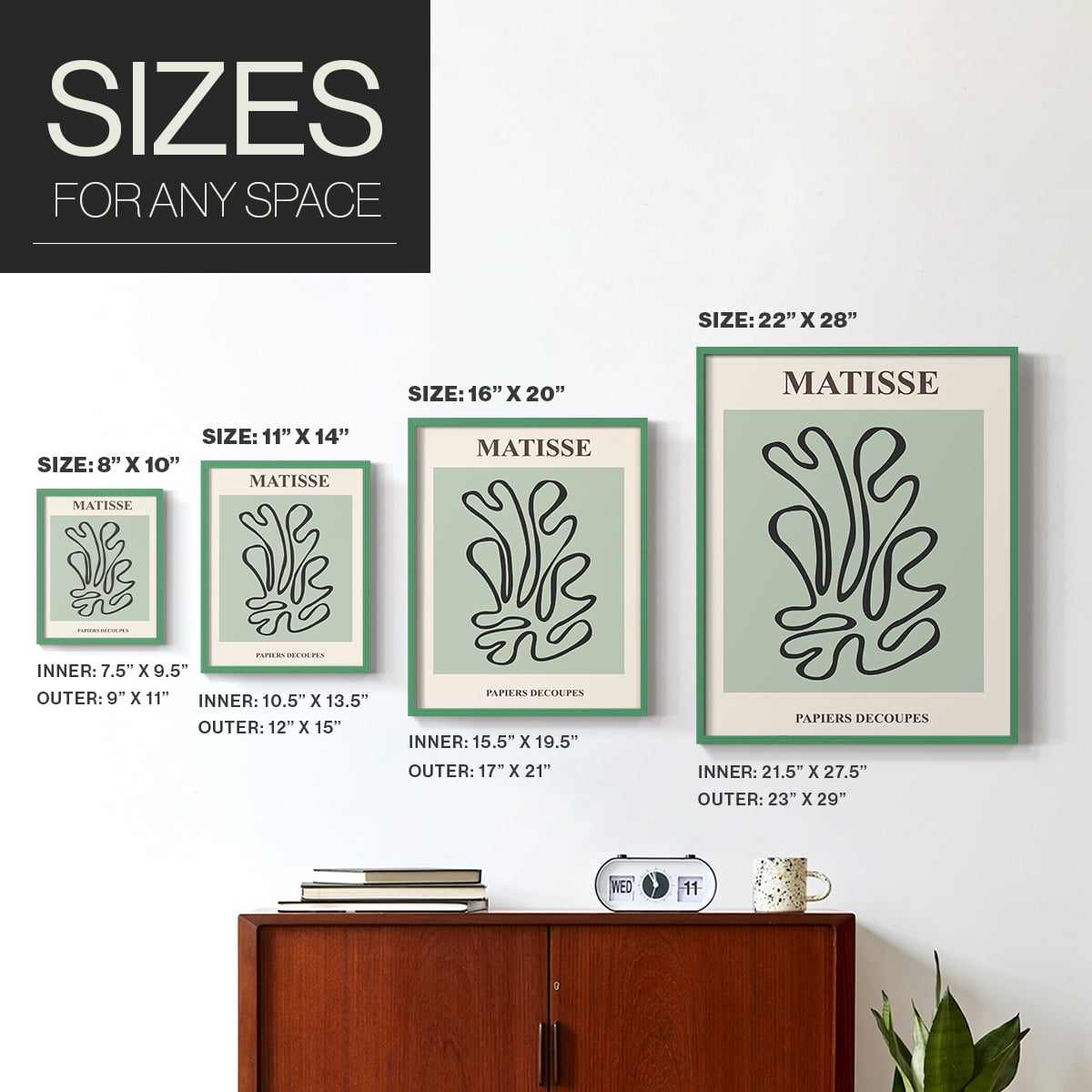 Matisse CXIV Framed Print in Green Solid Wood 16 x 20 Framed Print