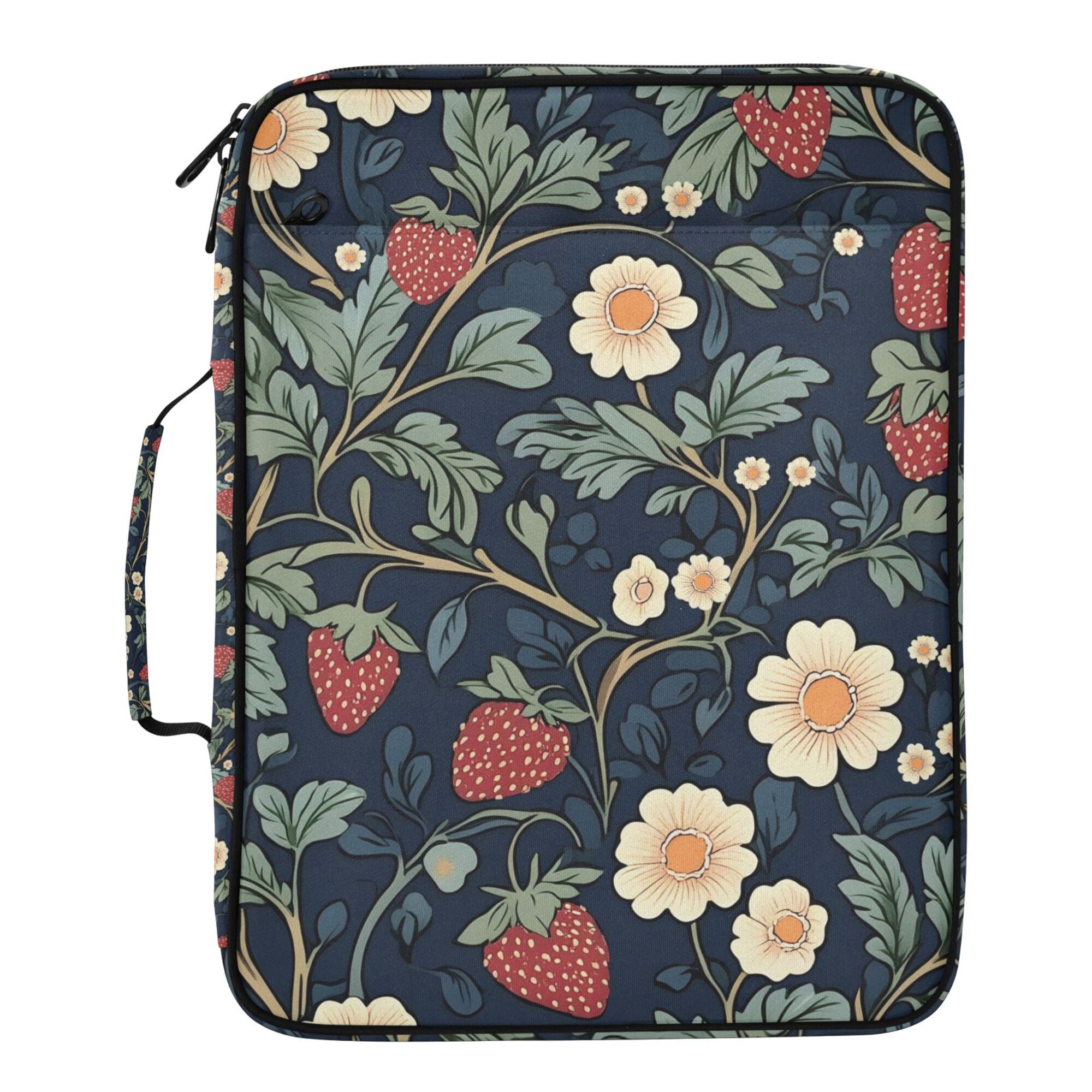 FORMRS Accordion File Folder A4 Size 7-Pocket Expanding Document Organizer Bag with 3 Ring Binder, Floral Raspberry Pattern