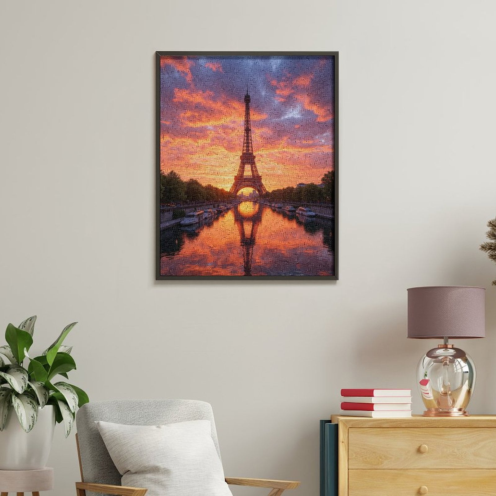 Paint by Numbers Kit for Adults, Sunset Reflection Eiffel Tower Paris Paint by Numbers, Easy Paint by Numbers Kit for Adults Beginner, DIY Adult Paint by Number Kits on Canvas, Home Decor