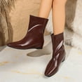 thumbnail image 6 of Bnwani Low Heel Boots for Women Winter Fashion Wedge Ankle Casual Retro Boot Brown Size 5.5, 6 of 8