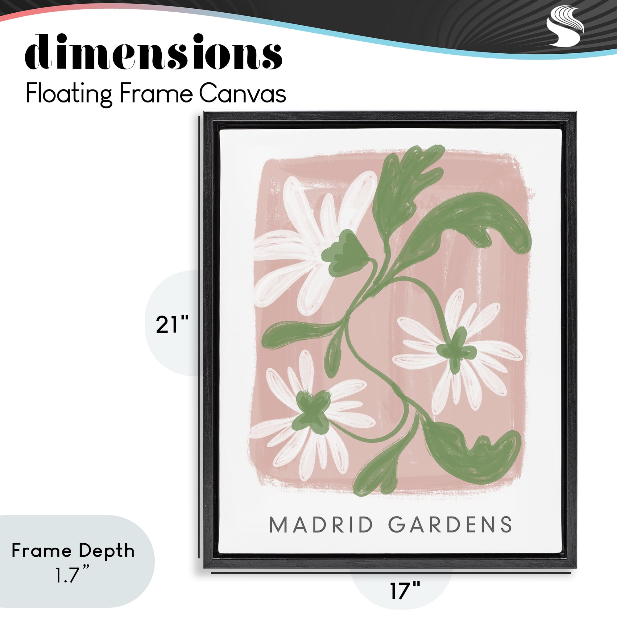Stupell Industries Madrid Gardens Pastel Blooms Black Framed Floater Canvas Wall Art, design by Lucille Price
