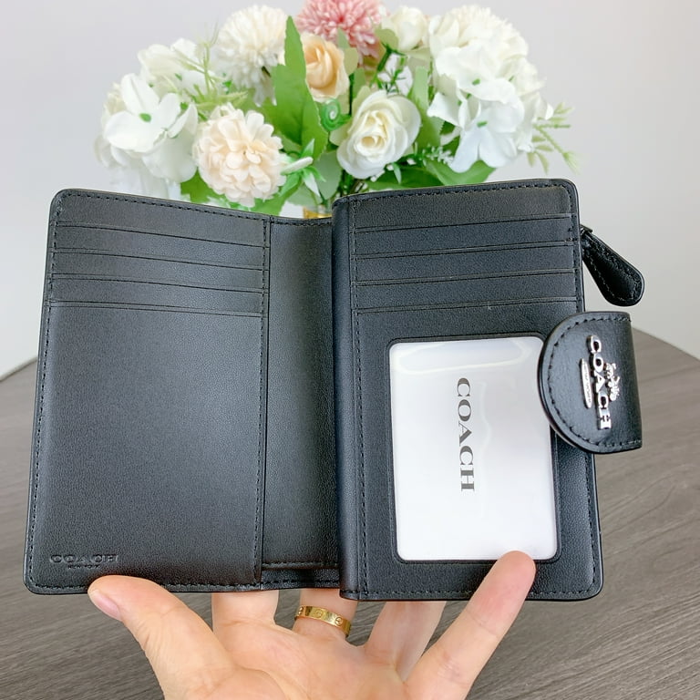 Coach medium corner zip wallet black sale