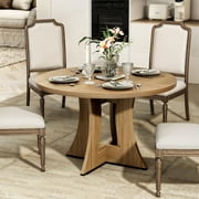 MARNUR Round Dining Table for 4 Persons 47 Kitchen Table for Dining Room Kitchen, Walnut (Only Table)