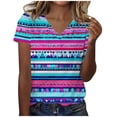 thumbnail image 5 of AUNVITO Women's Casual V-Neck T-Shirt Short Sleeve with All-Over Print Lightweight and Stretchy for Trendy Casual Style, 5 of 5