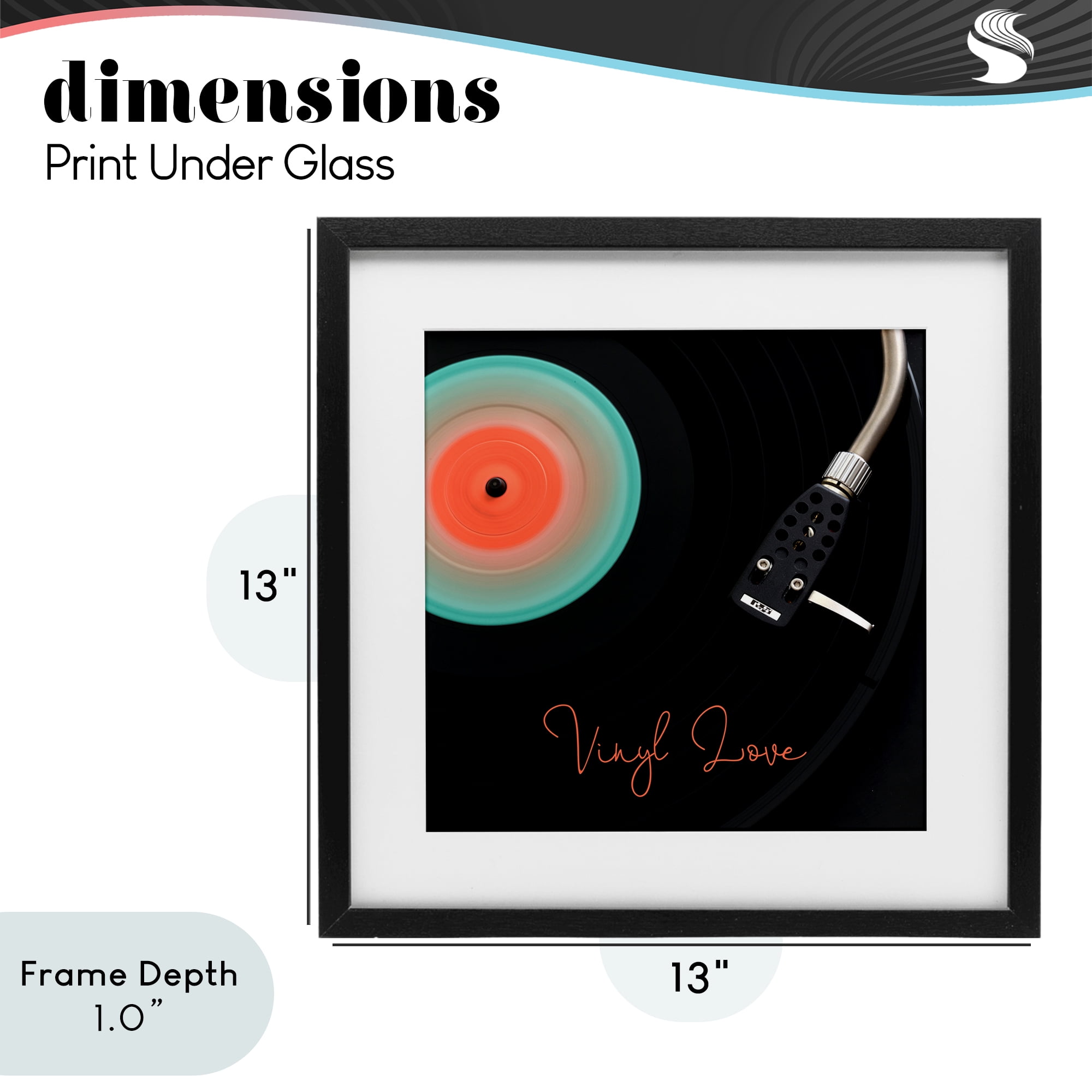 Stupell Industries Spinning Record Vinyl Love Black Framed Print Under Glass, design by Tom Quartermaine