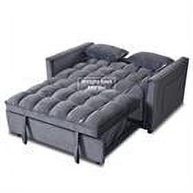 Demi Bonn Convertible Sofa Bed, 3-in-1 Velvet Sleeper Sofa Couch with Pullout Bed, Sectional Sofa with Side Pockets and Adjustable Backrest for Living Room, Gray