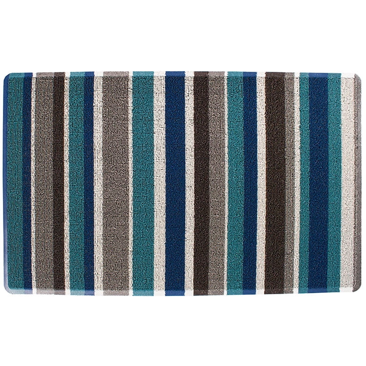 Striped Tufted Indoor Outdoor Floor Mat, Blue