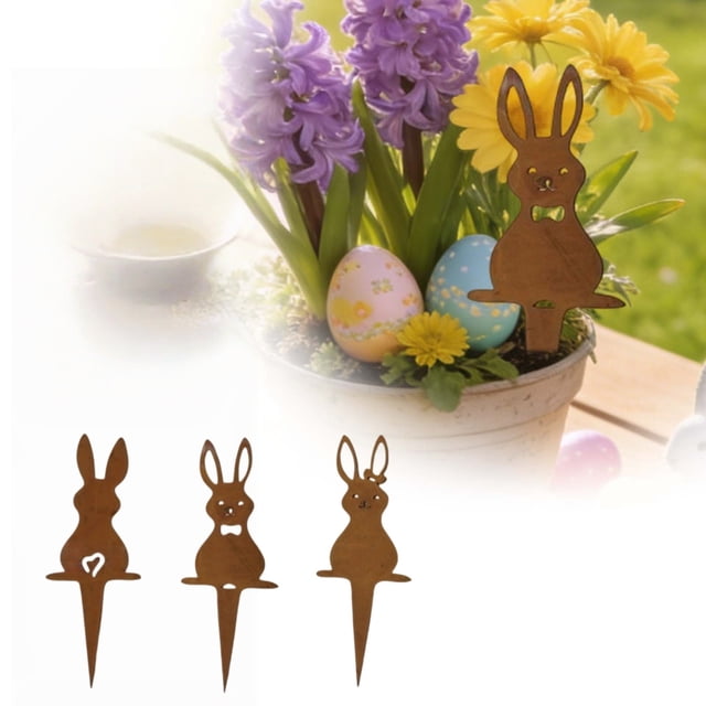 zhangmingg Metal Rabbit Garden Stake Decorative Ornament for Outdoor Festive Yard and Patio