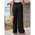 thumbnail image 4 of TELALEO Women's Wide Leg Palazzo Pants, Flowy Drawstring Elastic Waist Trousers with Pockets, Summer Casual Beach Vacation Pants Size L, 4 of 7