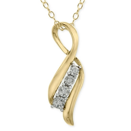 Swirl Pendant Necklace with Diamonds in 14kt Gold-Plated Sterling Silver