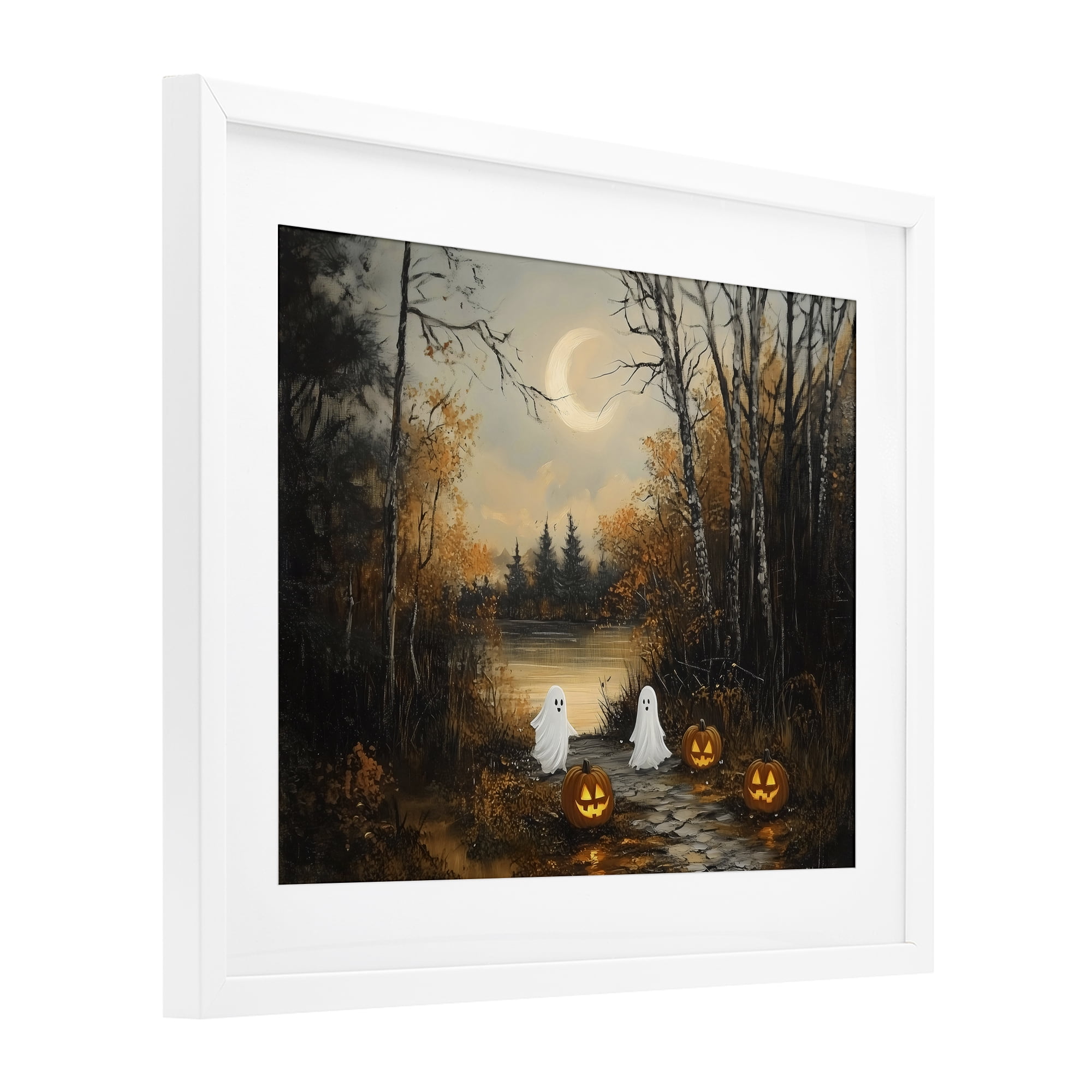 Autumn Ghosts at Lake White Framed Print Under Glass, design by Arlington Prints
