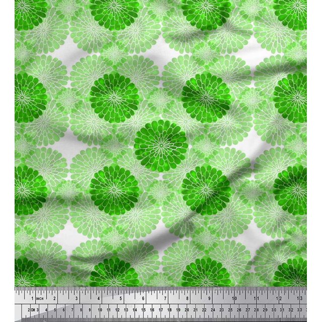 Soimoi Crepe Silk Fabric Flower Artistic Print Sewing Fabric Yard 42 Inch Wide
