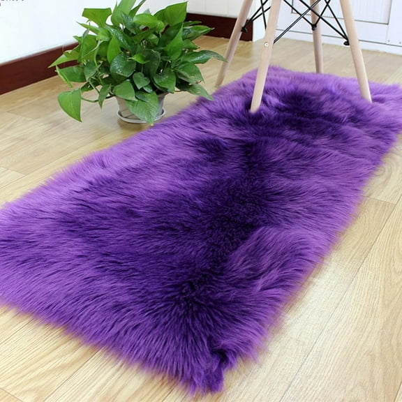 Soft Rectangle Fur Area Rug 1.64x3.28ft Purple Shaggy Fluffy Rugs Long Plush Carpet Floor Mat for Bedroom Living Room Decor