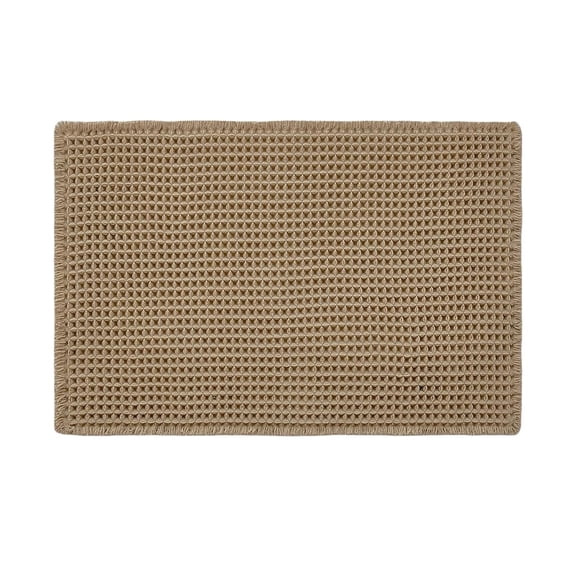 Januofit Waffle Bath Mat, Boho Bathroom Rugs Non Slip Washable Super Absorbent Quick Dry Farmhouse Bathroom Decor, 30"x20" Khaki