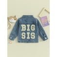 thumbnail image 4 of Bagilaanoe Toddler Baby Girl Denim Jacket Letter Embroidery Long Sleeve Jean Cardigan Shacket Coat 12M 18M 24M 3T 4T 5T Kids Fall Casual Outwear, 4 of 9