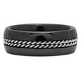 thumbnail image 3 of Black Ceramic 8mm Domed Comfort Fit Ring w/Stainless Steel Ropes Inlay, Size 8.5, 3 of 7