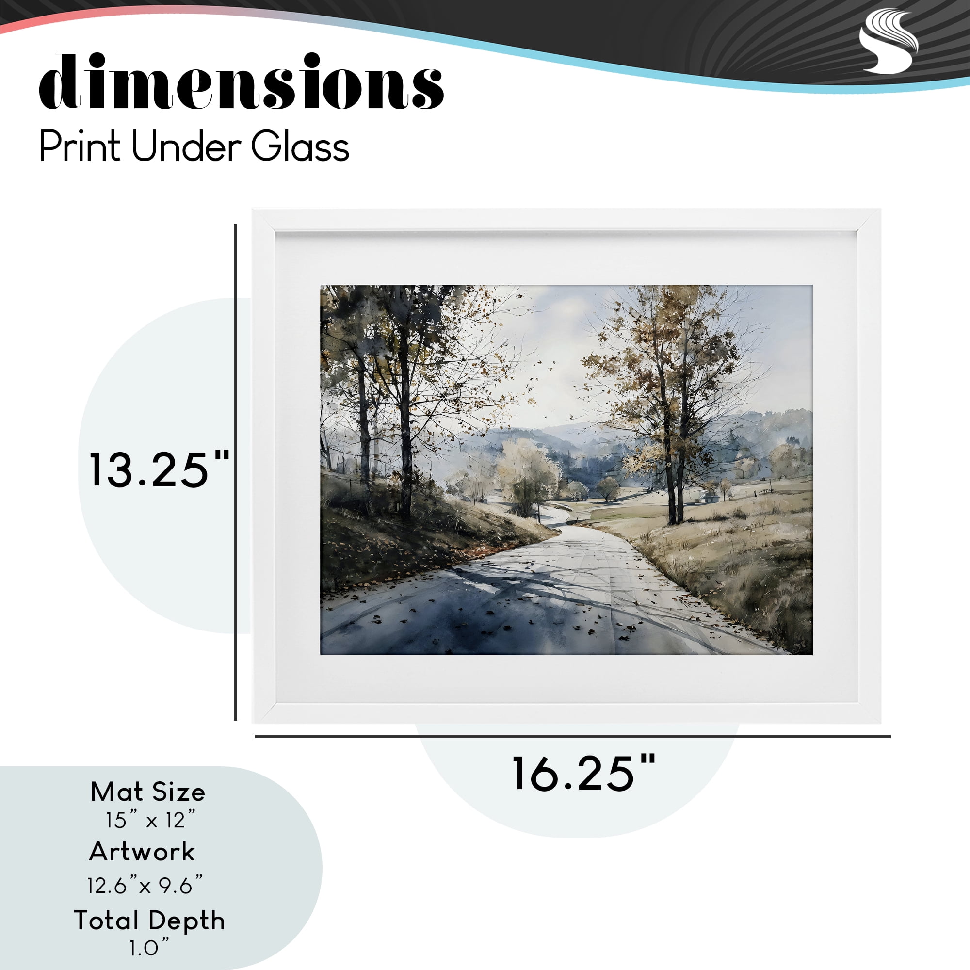 Stupell Industries Country Road in Autumn White Framed Print Under Glass, design by Franklyn Gregory