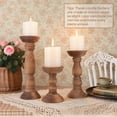 thumbnail image 6 of Farmhouse Wooden Candle Holders for Pillar Candles Set of 3 Rustic Wood Candle Holder Table Centerpiece Decor 12'' 9'' 6'' Vintage Tall Candle Stand Decorative Brown, 6 of 7
