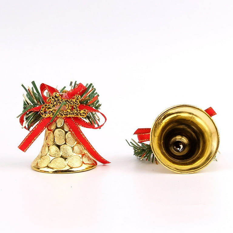 Wirlsweal 6/8/10cm Golden Exquisite Christmas Bell with Hanging Hole Unique  Texture Plastic Bell Pendant Xmas Decoration Party Supplies