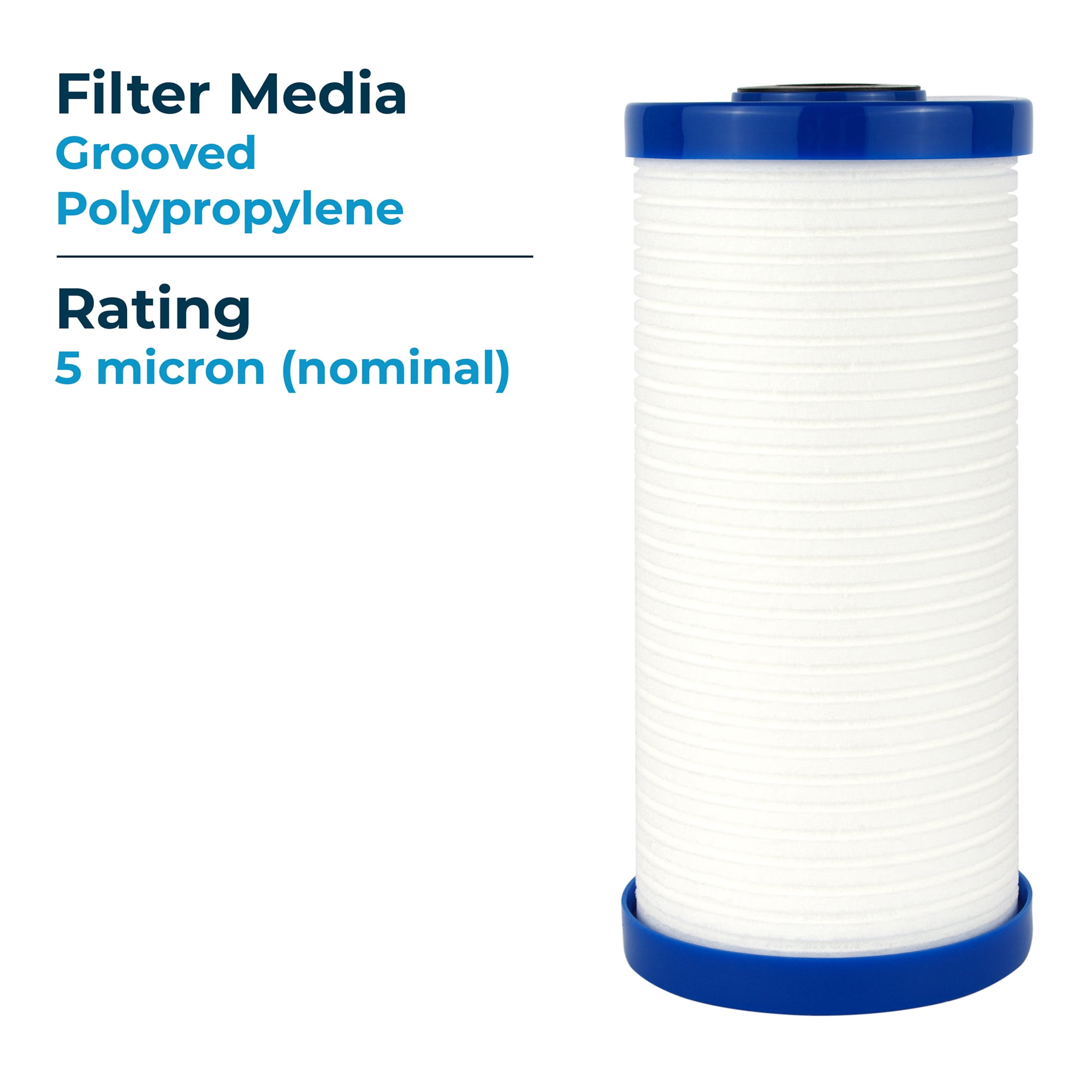 SpiroPure 10 x 4.5" Grooved Sediment Water Filters, 5 Micron (8 Pack)