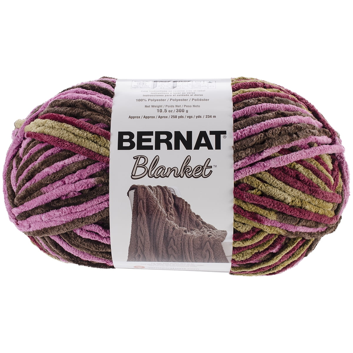 Bernat® Blanket™ #6 Super Bulky Polyester Yarn, Plum Chutney 10.5oz/300g, 220 Yards, Polyester #6 Super Bulky Yarn