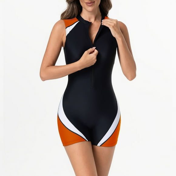 WILLBEST Traje de Baño de Natación para Mujer, Nuevo Traje de Baño de Primavera y Verano 2025 con Protección Solar y Cremallera Integrada, Traje de Baño de Surf con Protección Solar