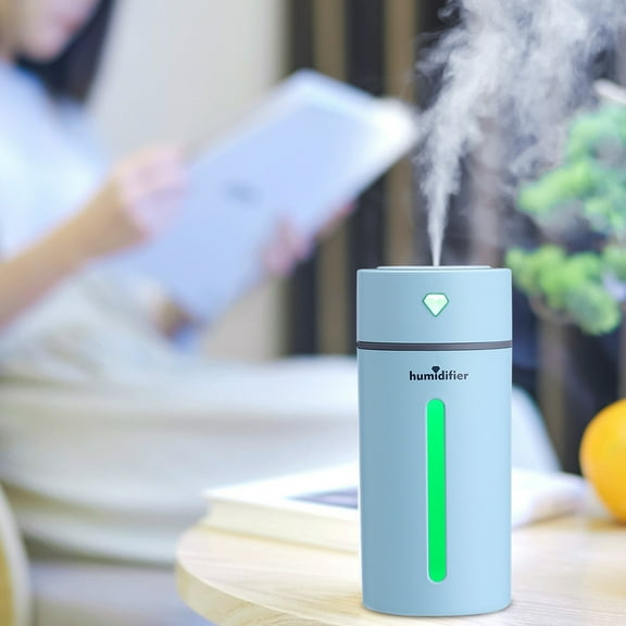 Latrodar Portable Desk Humidifier, Cool Mist Humidifier, Small Humidifier For Home Bedroom Office, Plants, Colorful Night Function Sky Blue Safe&Non-toxic