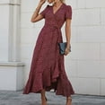 thumbnail image 4 of Vedolay Maxi Dress For Women Women's 2023 Summer Maxi Dress Casual Loose Pockets Long Dress Short Sleeve Split,Red L, 4 of 5