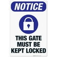 thumbnail image 1 of Gate Must Be Kept Locked with Symbol Sign, ANSI Notice Sign, 24x36 Corrugated Plastic, 1 of 7