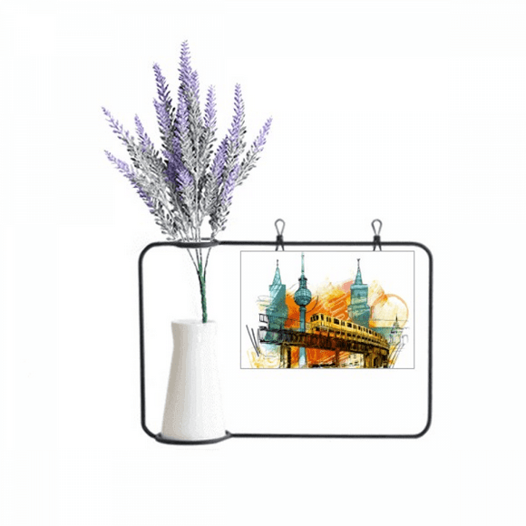 Tokyo Japan Rail Train Tower Artificial Lavender Flower Vase Bottle Card