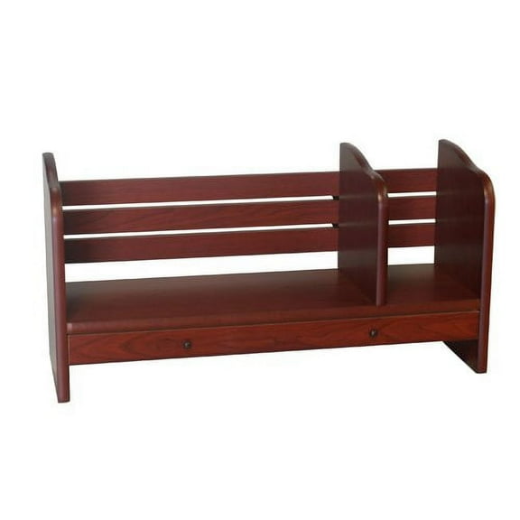Proman Products Desktop Book Rack with Panel in Red Walnut