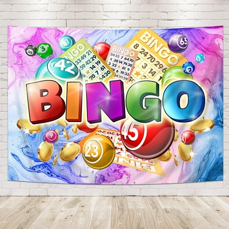 Bingo Night Backdrop Photography Snooker Game Time Colorful Billiard Cards Coins Contest Winning Ball for Man Background Gamer Party Decorations Banner