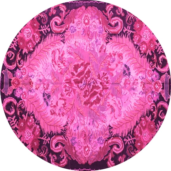 Ahgly Company Indoor Round Medallion Pink French Area Rugs, 7' Round