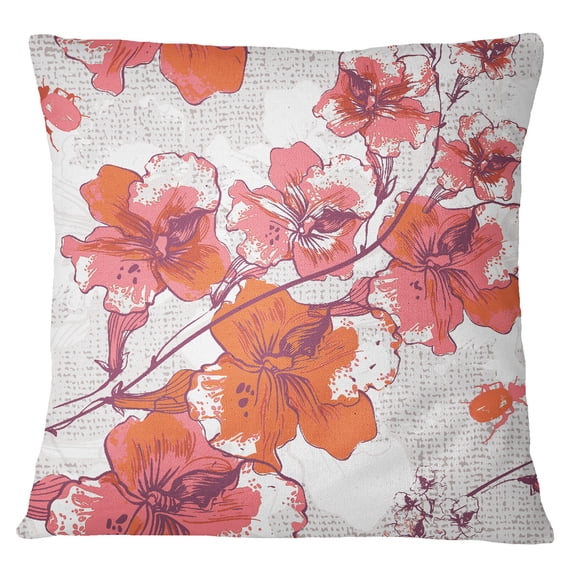 S4Sassy Floral Print Decorative Square Cushion Cover Rust Orange Pillow Case - Choose Size
