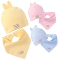 thumbnail image 3 of Bueautybox 2Pcs/Set Newborn Baby Soft Cap Hat Beanie with Ears Triangle Towel Scarf Bib, 3 of 7