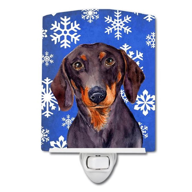 Carolines Treasures LH9268CNL Dachshund Winter Snowflakes Holiday Ceramic Night Light
