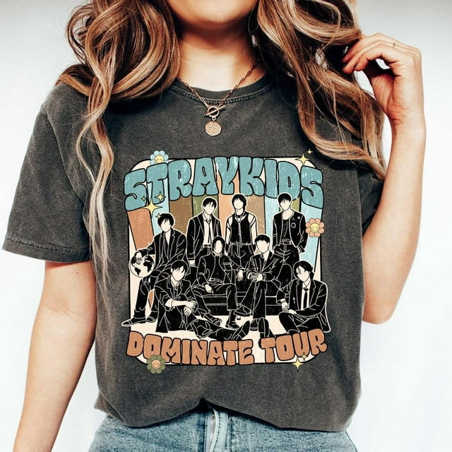 Stray T-Shirt Rétro Y2K pour Enfants, Domin Ate World Tour Merch, Stray Kids Bangchan - Ivoire - S