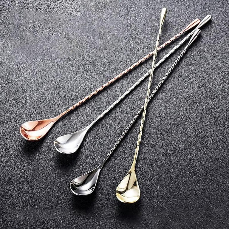 2-Piece 10-inch Mixing Spoons - Bartender Kit Stirrers For Cocktails & Drinks, Stainless Steel