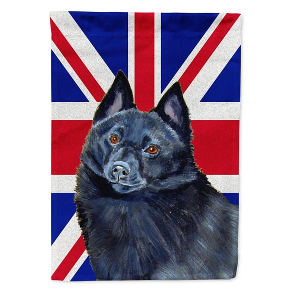 Schipperke with English Union Jack British Flag House Flag