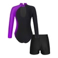 thumbnail image 3 of Alvivi Kids Girls Glitter Long Sleeve Leotards with Shorts Outfits Athletic Unitards 6-14, 3 of 7
