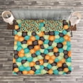 thumbnail image 3 of Ambesonne Geometric Quilted Bedspread Set 3 Pcs, Vibrant Toned Circles, King Size, Multicolor, 3 of 3