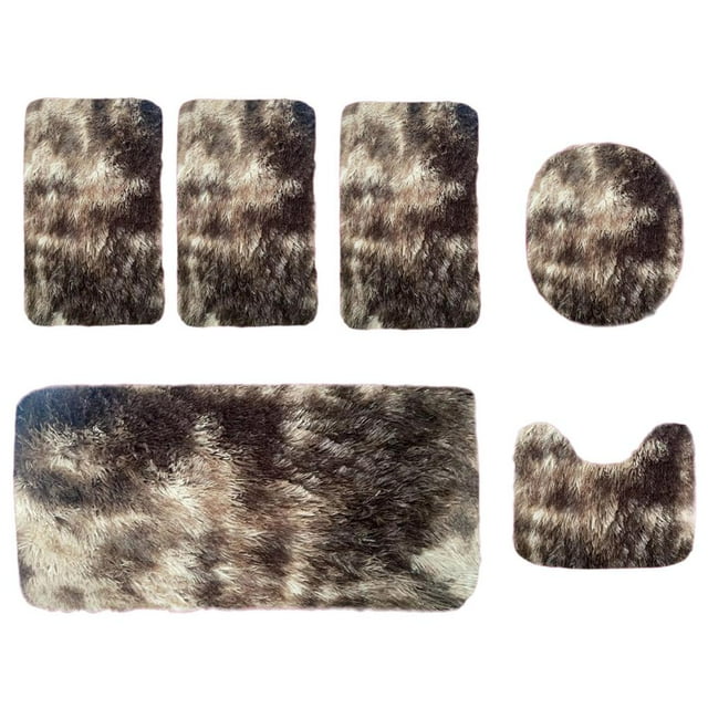 Feltree 6-Piece Complete Bathroom Rug Set with Long Plush Texture, Multi-Size Non-Slip Mats for Toilet/Shower/Sink, Latex-Backed Bath Mats for Whole Room Coverage