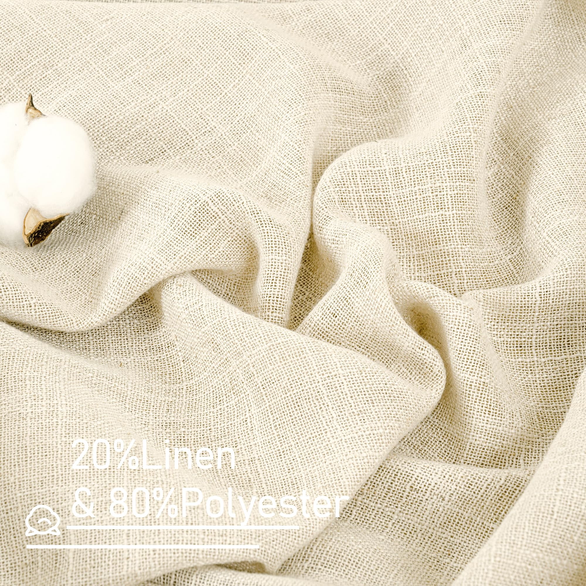 Sheer Linen Curtains 84 Inches Long Light Filtering Boho Window Treatments Semi Sheer Neutral Drapes with Bronze Grommet for Living Room and Bedroom 2 Panels Set